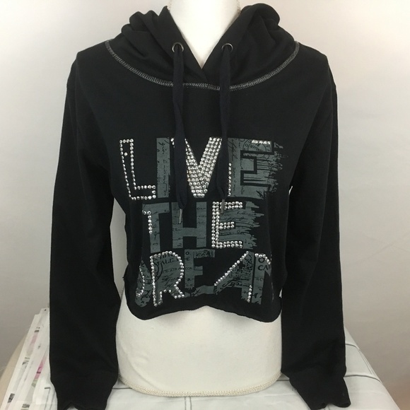 One Step Up Tops - One Step Up Cropped Top Long Sleeve Hoodie Large